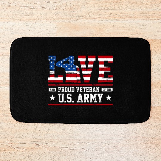 Love And Proud Us Army Veteran Bath Mats