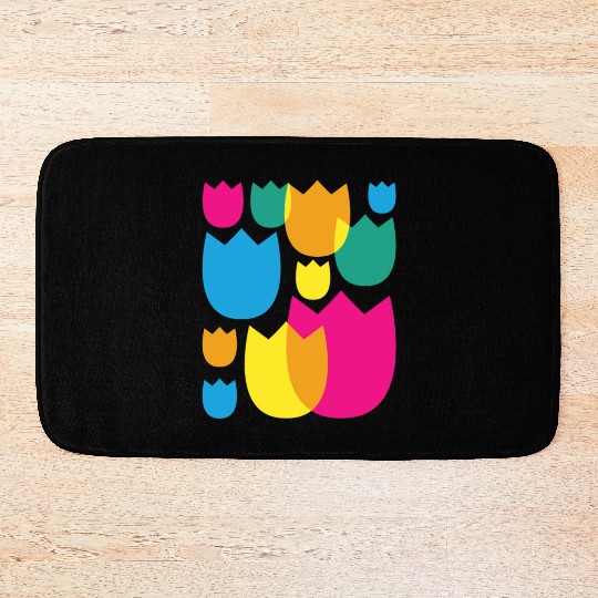 Tulips Retro Florist Flowers Tulip Bath Mats