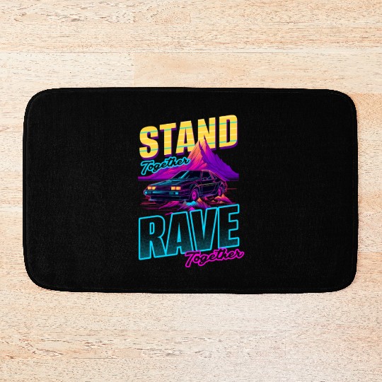 Edm Rave Stand Rave Together Synthwave Bath Mats