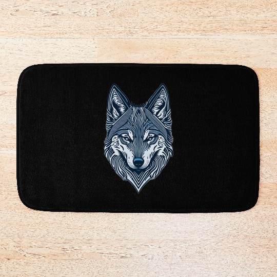 Beautiful wolf face Bath Mats