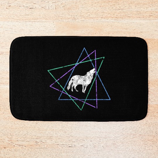 Geometric Howling Wolf Bath Mats