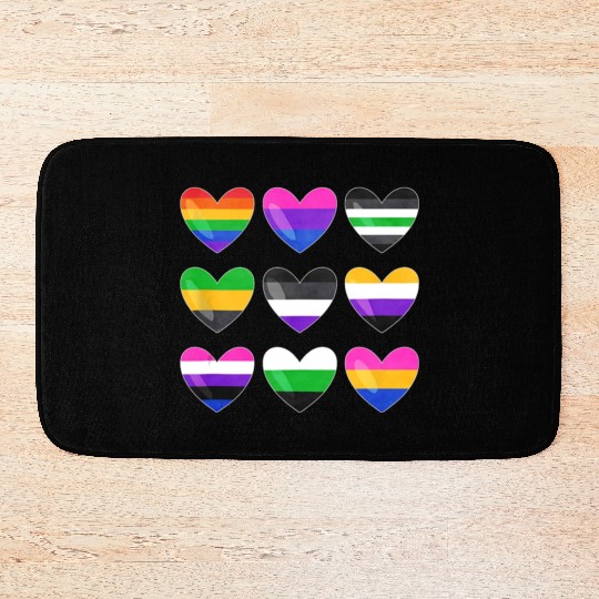 Lesbian And Gay Flag LGBTQ LGBT Rainbow Heart Bath Mats