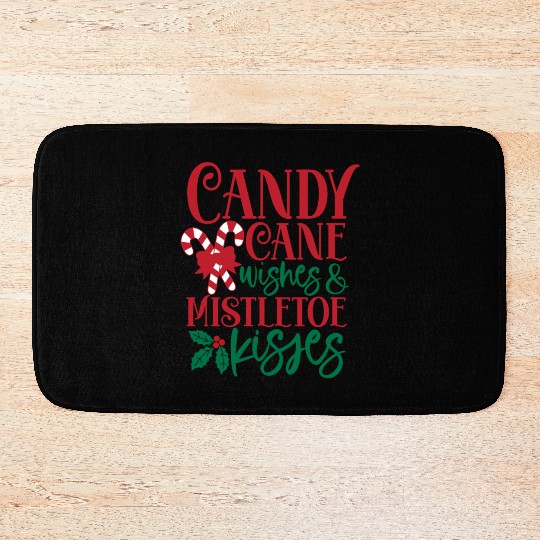 Candy Cane Wishes Mistletoe Kisses Bath Mats