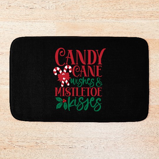 Candy Cane Wishes Mistletoe Kisses Bath Mats