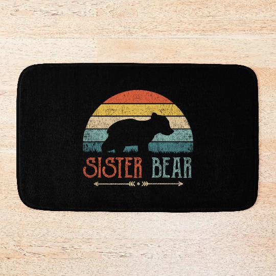 Cute Sister Bear Retro Little Sister Vintage Big Bath Mats