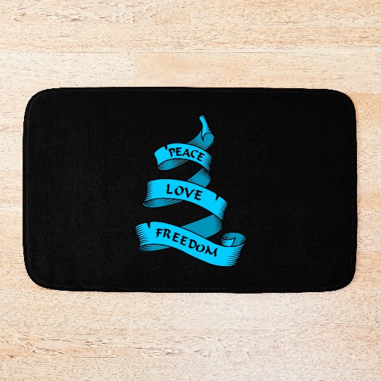 Peace love freedom blue Bath Mats