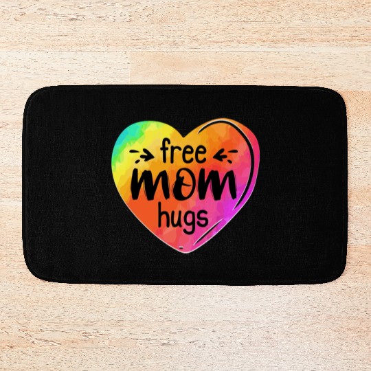 LGBTQIA LGBT Free Mom Hugs Rainbow Heart Gay Pride Bath Mats