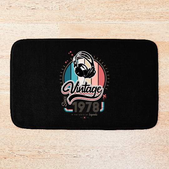 Vintage since 1978 headphones Bath Mats