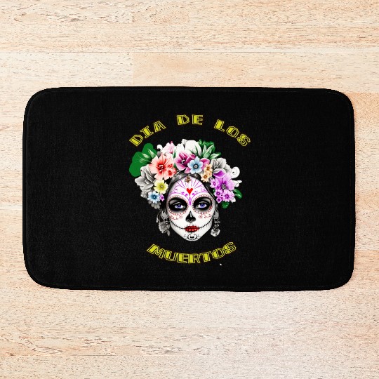 flower girl - day of the dead Bath Mats