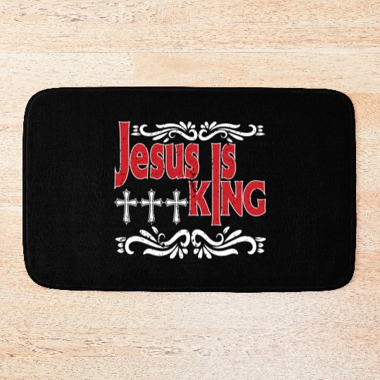 Jesus Is King Love Jesus Christian Christmas Bath Mats