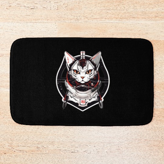 Samurai Space Cat Saga: Cosmic Feline Embarks on a Bath Mats