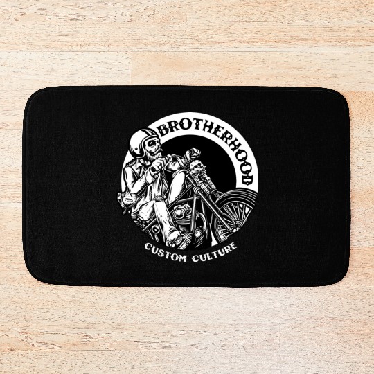Riding brotherhood culture, skeleton riding a bike Bath Mats