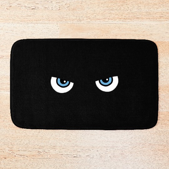 Black Cat Blue Eyes | Halloween Gift For Cat Lover Bath Mats