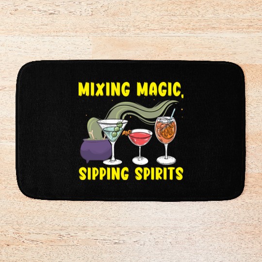 Mixing Magic Sipping Spirits Bartender Halloween Bath Mats
