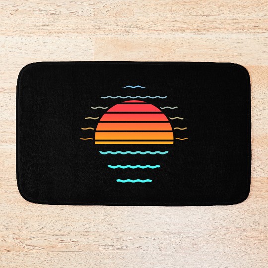 Retro sunset style 80s Bath Mats