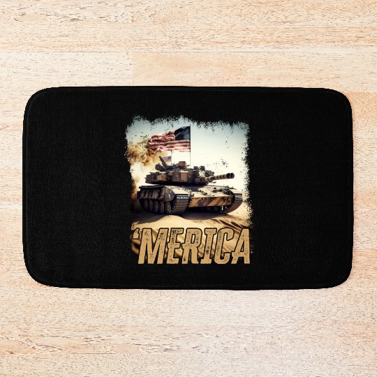 Patriotic Tank War Veteran US Army Patriot US Flag Bath Mats