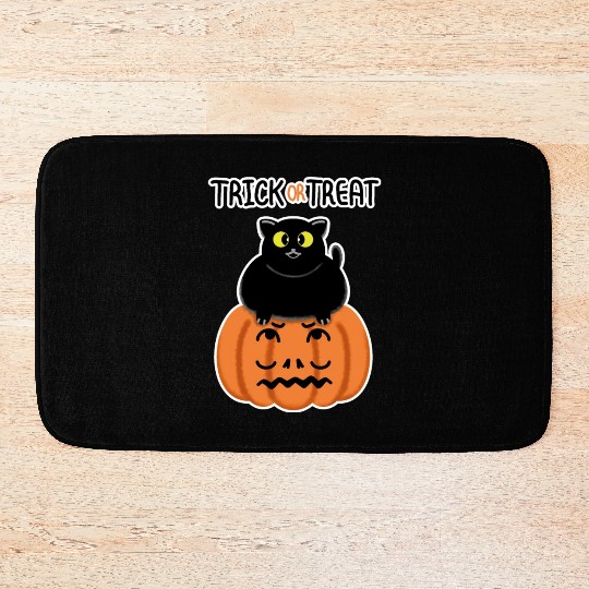 Trick or Treat Black lucky cat with sweetest eyes. Bath Mats
