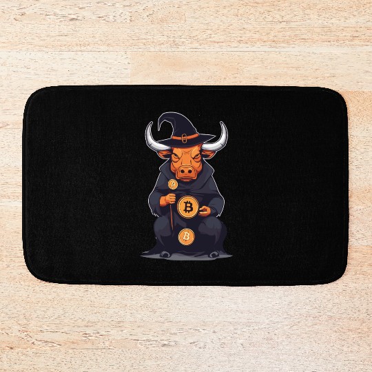 Halloween Bitcoin Wizard Bull Bath Mats