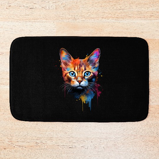 Color Explosion Abyssinian Cat Cute Bath Mats