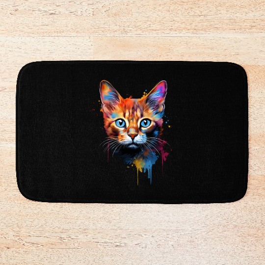 Color Explosion Abyssinian Cat Cute Bath Mats
