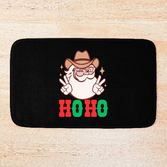 vintage retro western Santa ,Christmas Bath Mats