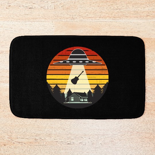 Guitar Player Funny Guitarist Acoustic Guitar Ufo Bath Mats