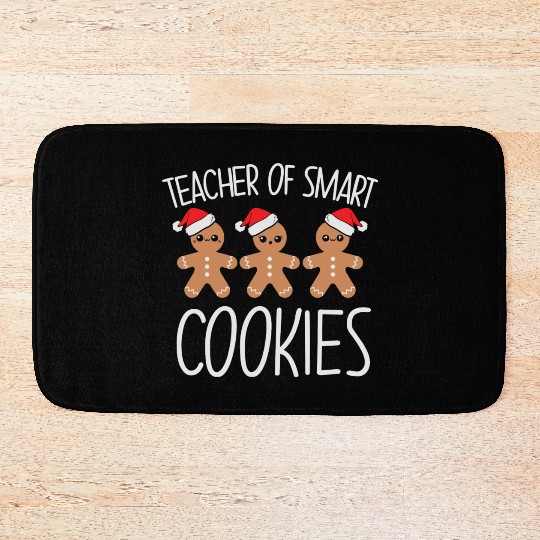 Teacher Of Smart Cookies Gingerbread Christmas Bath Mats