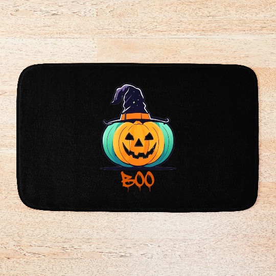Creepy Halloween Wizard Pumpkin Bath Mats