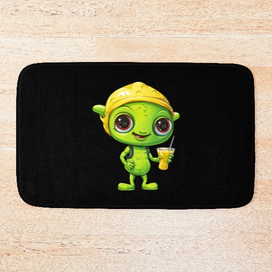 Refreshing Alien Lemonade: Green & Yellow Blend Bath Mats