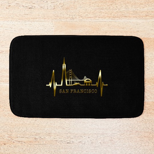 San Francisco Skyline Heartbeat California Lover Bath Mats