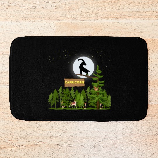Zodiac Sign Capricorn Astrology Wild Forest Bath Mats