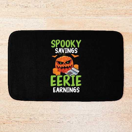 Spooky Savings Eerie Earnings Accountant Halloween Bath Mats
