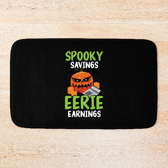 Spooky Savings Eerie Earnings Accountant Halloween Bath Mats