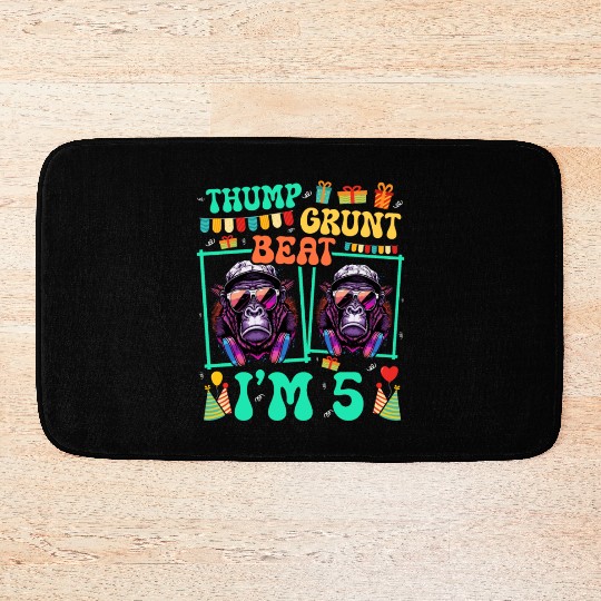 Thump Grunt Beat I'm 5 Gorilla Lover Kid 5th Bath Mats