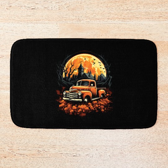 Creepy Old Truck Halloween Haunted Classic Truck Bath Mats