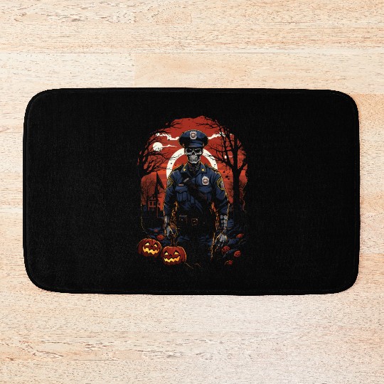 Creepy Zombie Cop Undead Police Halloween Officer Bath Mats