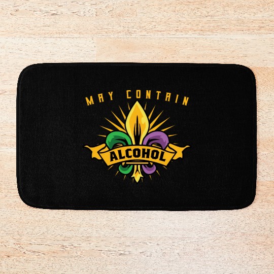 May Contain Alcohol Mardi Gras Bath Mats