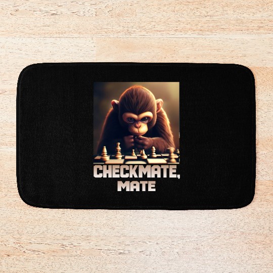 Chess-playing monkey - Checkmate, Mate! Bath Mats