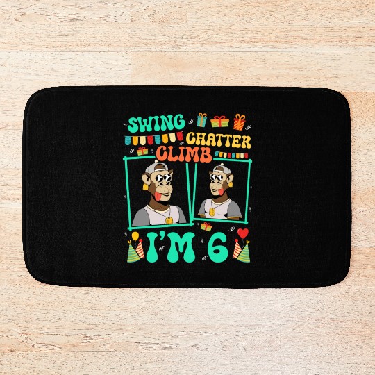 Swing Chatter Climb I'm 6 Monkey Lover Kid 6th Bath Mats