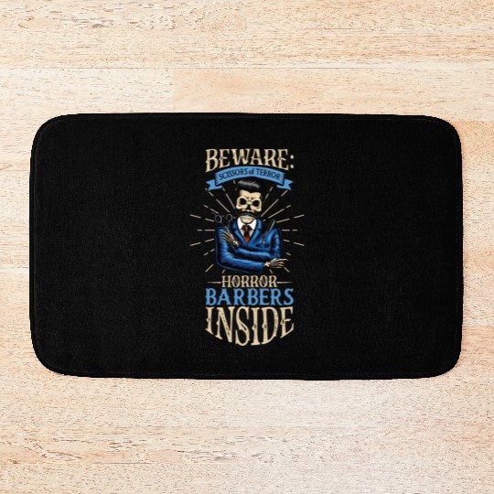 Horror Barber Spooky Hairdresser Hairstylist Hair Bath Mats