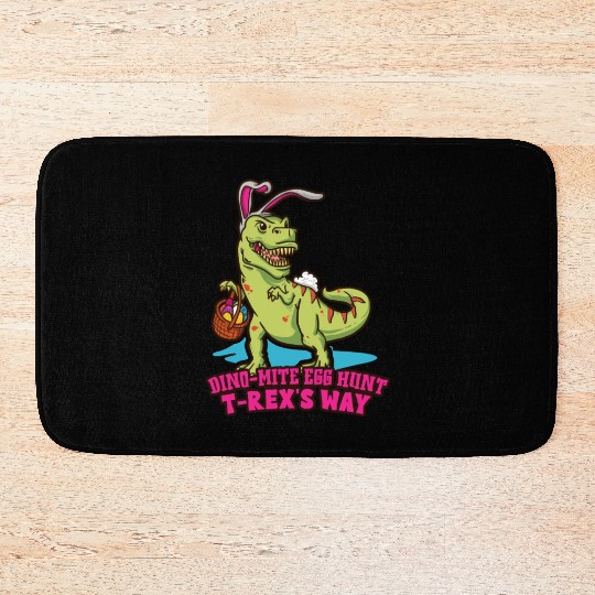 Easter T-rex Dinosaur Easter Funny T-rex Easter Bath Mats
