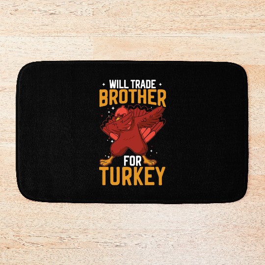 Happy Thanksgiving Holiday Dinner Turkey Blessed Bath Mats