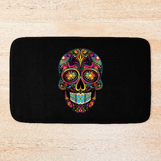 Neon Sugar Skull: Jack Skellington Design Bath Mats