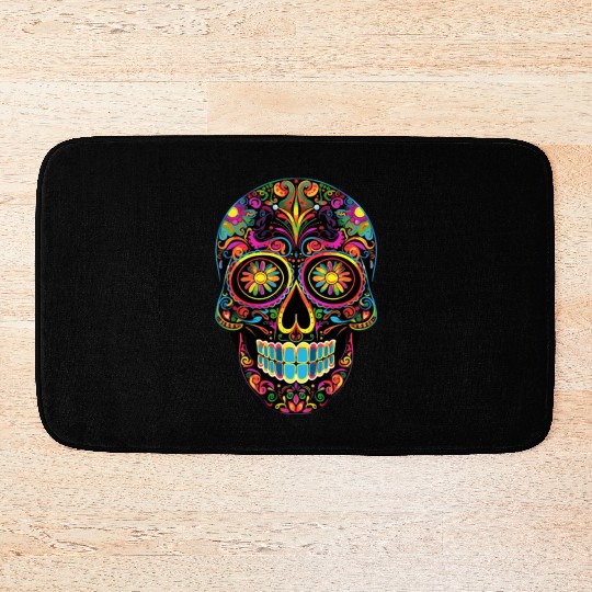 Neon Sugar Skull: Jack Skellington Design Bath Mats