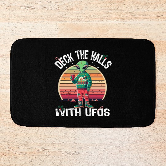 Beam Me Up Santa Claus Alien Christmas Ufo Coffee Bath Mats