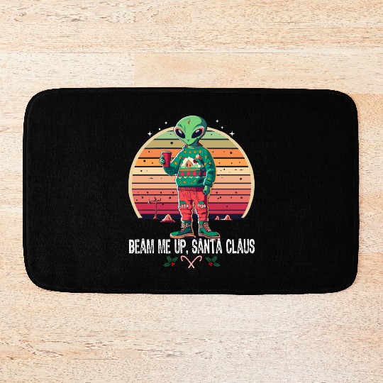 Beam Me Up Santa Claus Alien Christmas Ufo Coffee Bath Mats