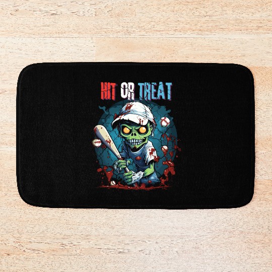 Hit or Treat Zombie Baseball Halloween costume Bath Mats