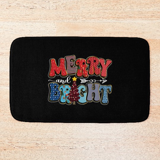 Merry and Bright Chistmas Tree Cute Christmas Bath Mats