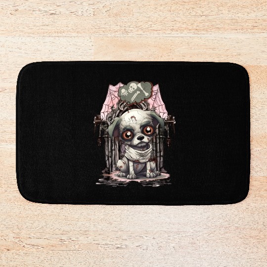 HalloweeChihuahua Mummy Dreaming of Skeleton Bones Bath Mats