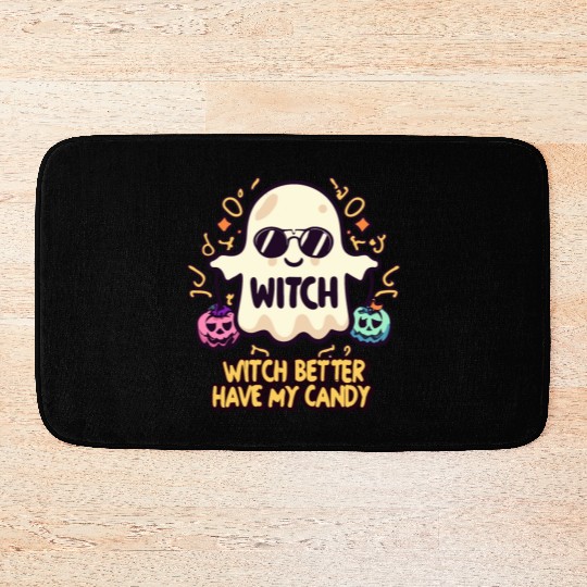 Cute Kawaii Ghost Design – Witch better Have Candy Bath Mats